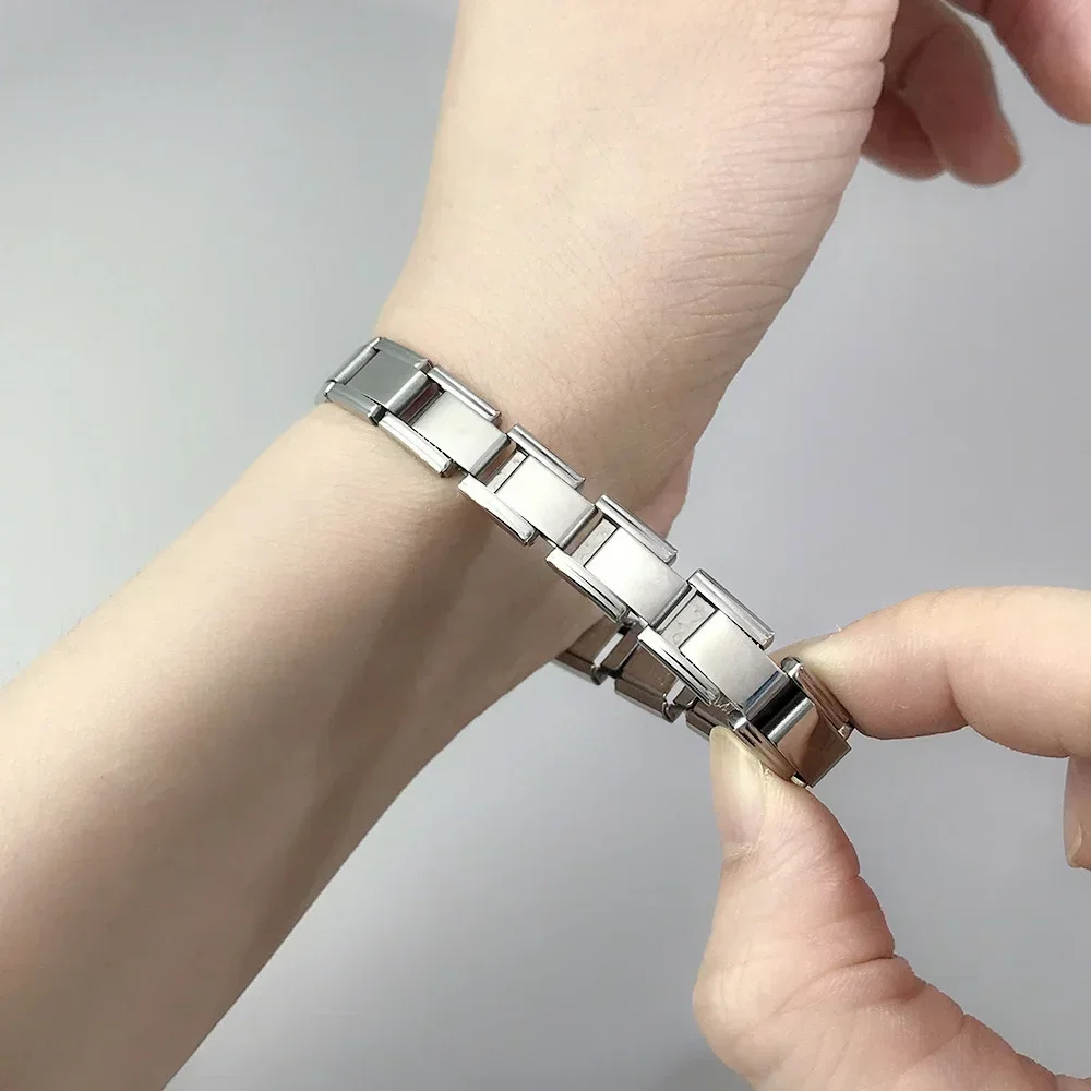 Italian Charm Link Bracelets For Women Men Italian Charm Link 9mm Width Silver Gold Color Stainless Steel Bracelets on Hand DIY Making Jewelry