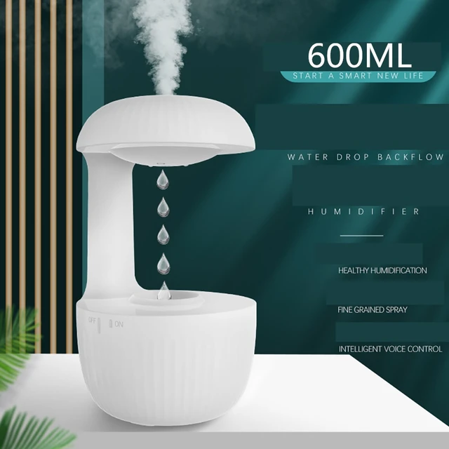 Anti-gravity Water Drop Humidifier Desktop Ultrasonic Cool Mist Spray Maker  Levitating Droplet Backflow Fogger LED Display Home