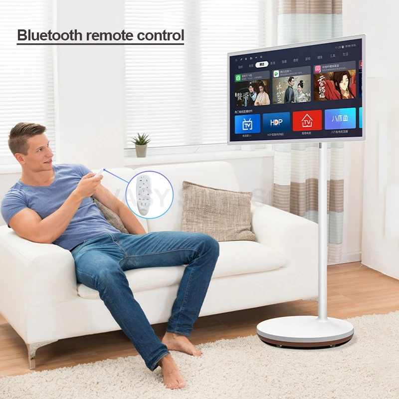 Touch Screen 21.5/31.5 Inch Smart TV Rotatable Movable Monitor for Fitness Gaming interactive with Floor Stand Battery Rotatable 3