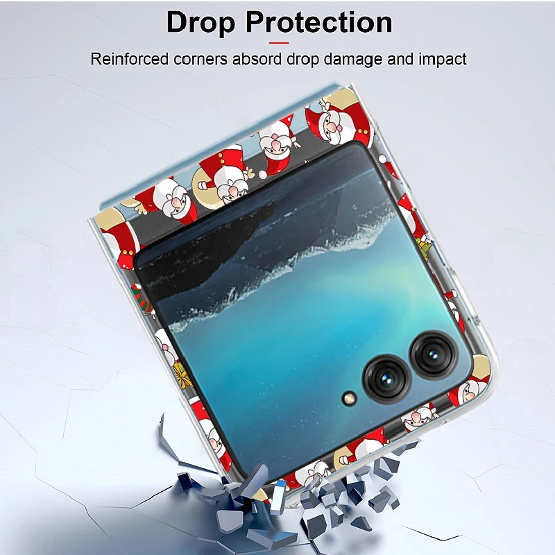 Festive Snowman Patterned Shockproof Clear Hard Folding Phone Case