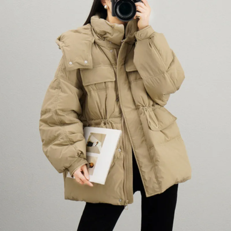 2023 New Women Down Jacket Winter Coat Female Short Parkas Loose Thick Warm Outwear Hooded Leisure Time Versatile Overcoat