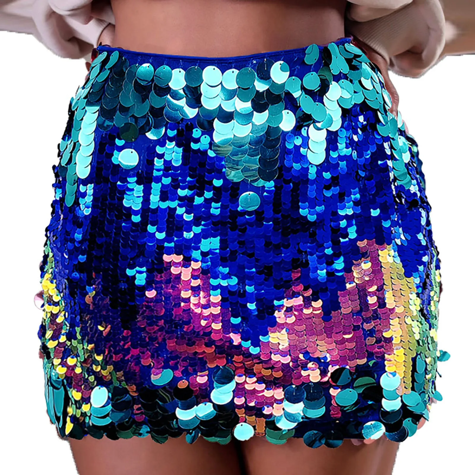 

Women Skirt Sequin Skirt Sparkly Skirts High-Waist Silver Mini-Skirt Sexy Y2k Celebration Mardi-Gras Hip-Hugging Summer Party