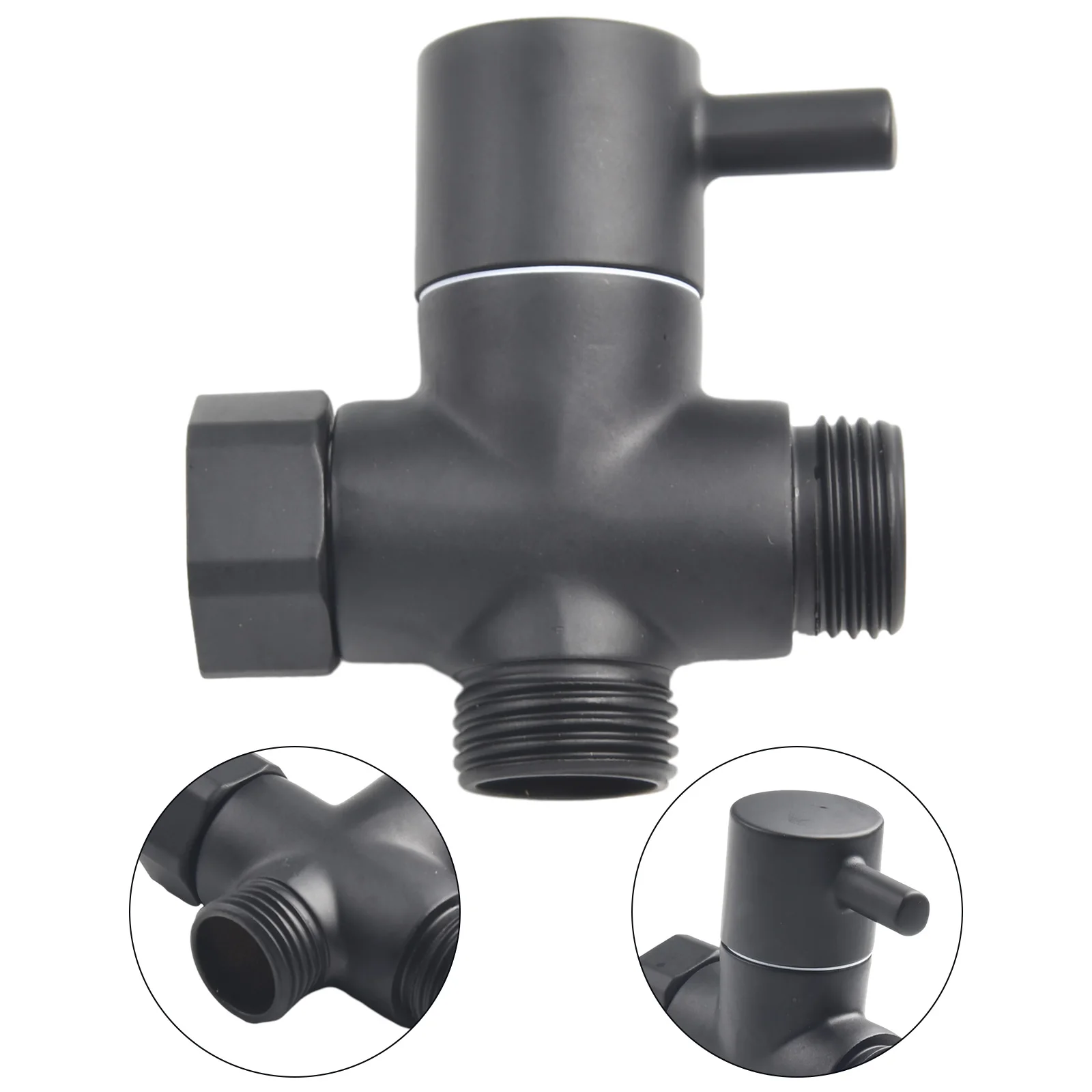 

T Adapter Diverter Valve Black Brass For Shower Head High Quality Brand New Excellent Service Life Practical To Use