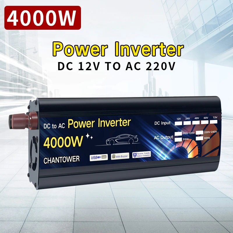 Inverter Di Potenza 12V 220V Inverter Solare 1000W 2000W 3000W 4000W Trasformatore Di Tensione Portatile Convertitore Di Potenza Pannello Inverter Per