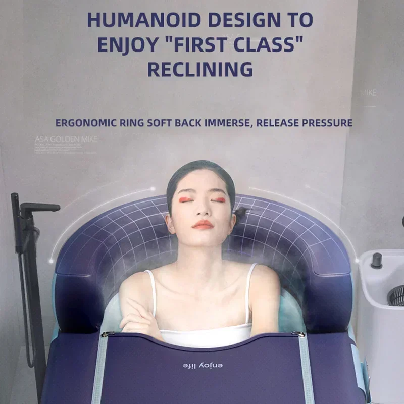 Soaking tub adult heightened PVC folding children's bath household inflatable bathtub adult bathing bucket thickened bathtub