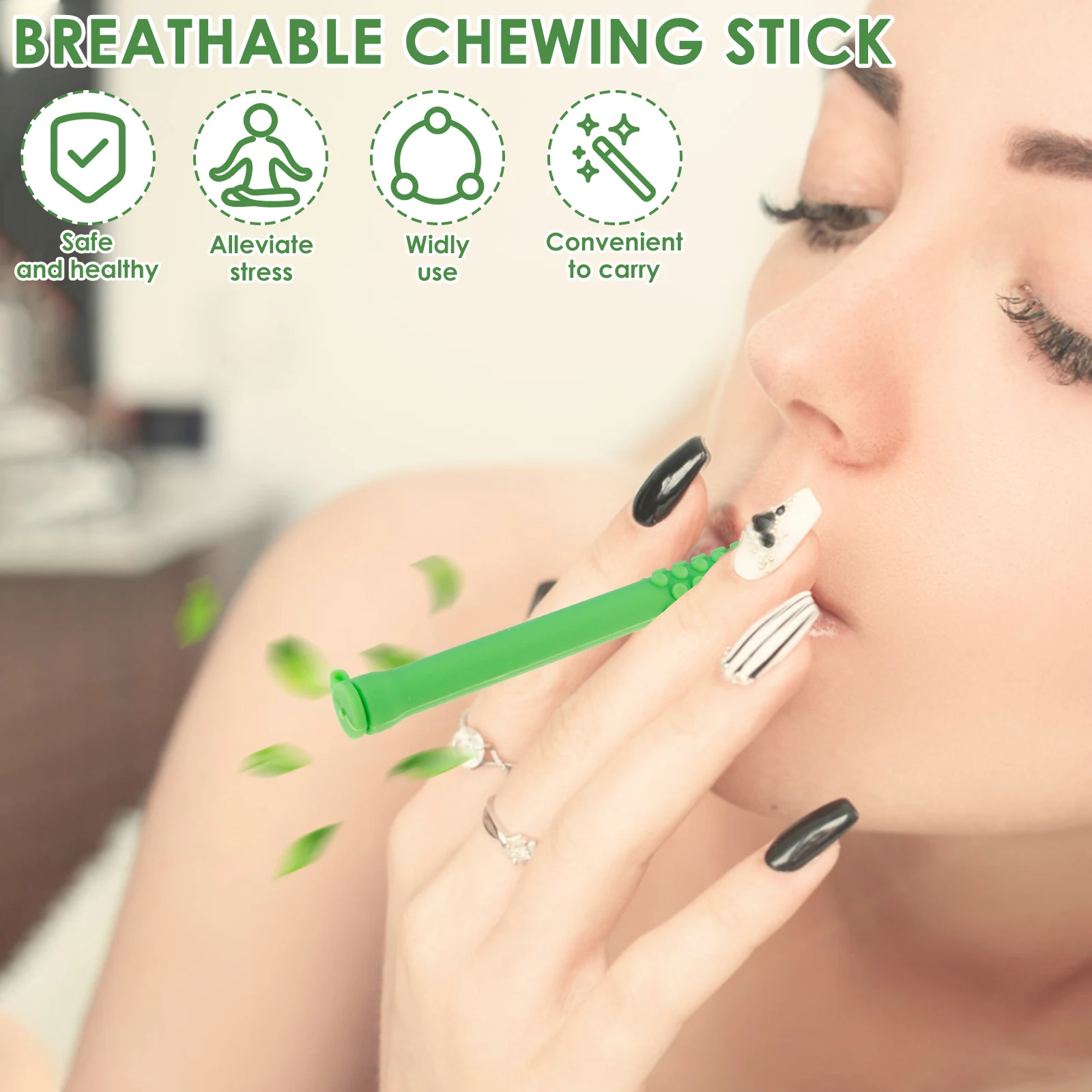 3Pcs/Set Chewable Essential Oil Breath Stick Silicone Chewable Aroma Stick Safe Portable Chewable Stick for Office Worker Adult