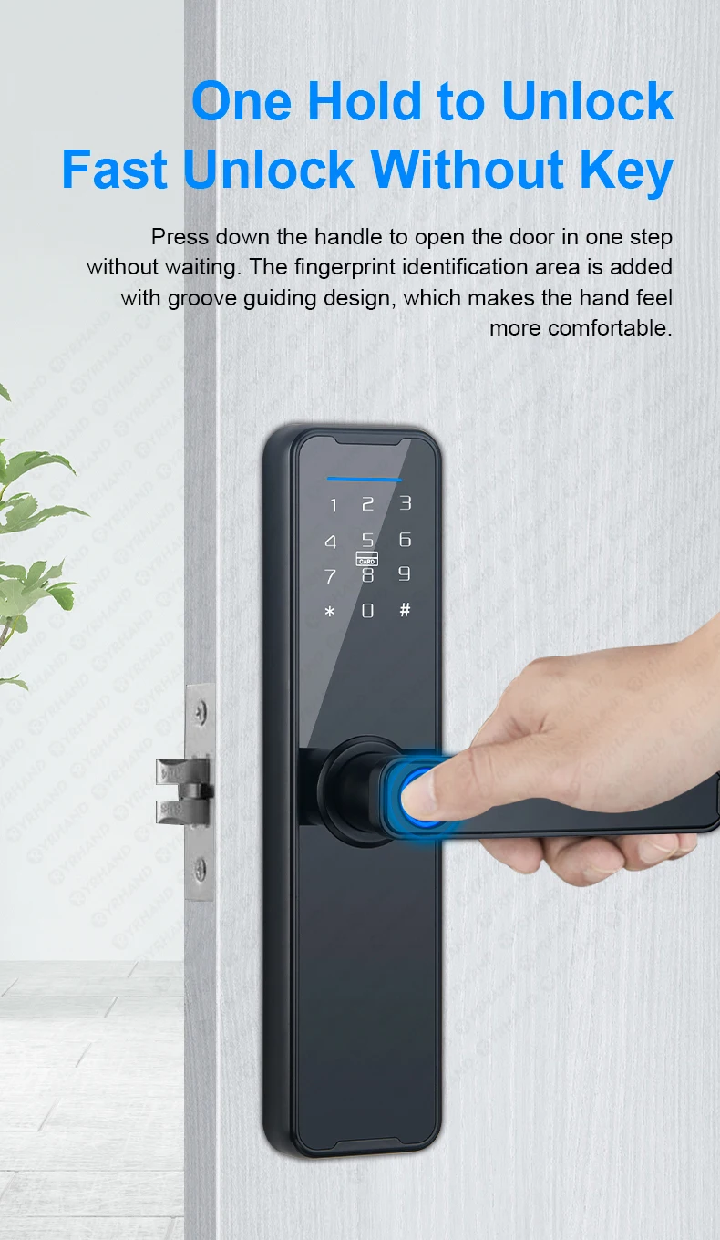 K7 fechadura eletronico digital Biometric Black Smart Lock Tuya App Remote Unloc