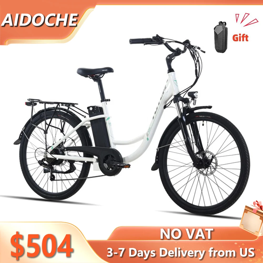 

Electric Bike 350W Motor 36V 10.4Ah Battery 32km/h Electric Bicycle Shimano 7-Speed City Cruiser Commuter Ebike for Adults