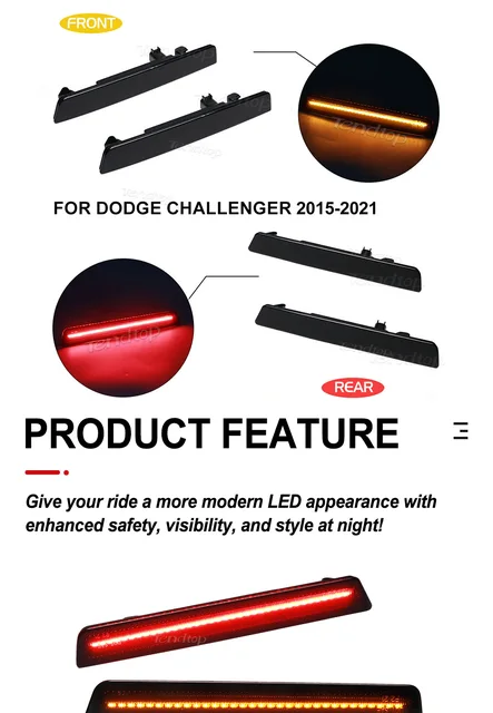 Smoked Lens Car Front Rear LED Side Marker Fender Light For Dodge