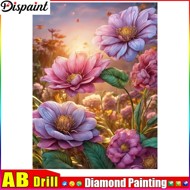 

Dispaint AB "Flower Sunset" Diamond Painting 5D Full Square/Round Drill Home Decor DIY Diamond Embroidery Cross Stitch