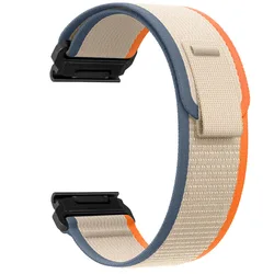 Trail Loop Nylon Strap, QuickFit Wristband, Adjustable Size Options (20mm, 22mm, 26mm) - Instinct 3 50mm (White - Silver)