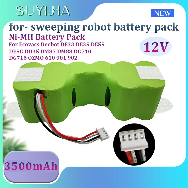 New 12V DE55 NI-MH Battery Replacement for Ecovacs Deebot DE5G DD35 DG710 DM88 for Deebot 610 901 902 Robot Cleaner Battery Pack images - 6
