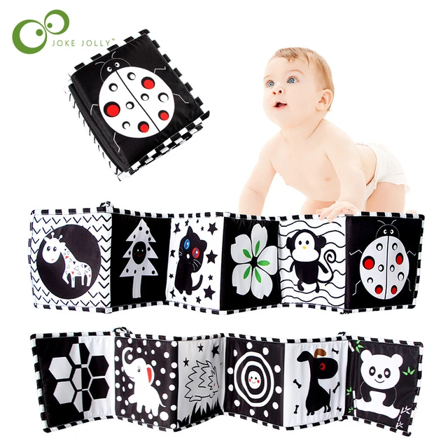 Lit de couleur noir et blanc pour nouveau-né, livre en tissu, jouets  d'éducation précoce pour bébé, stimulation visuelle, motif Animal de dessin  animé XPY - AliExpress