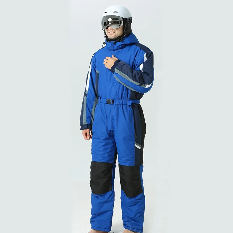 Men Snow Jumpsuit Hooded Sport Winter Skiing Overalls Fleece Waterproof Women Snowboarding Clothes Warm men snow jumpsuit