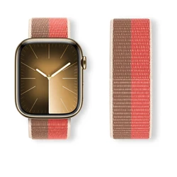 Sport Nylon Loop Strap - Vibrant Bracelet - 42mm - 44mm - 45mm - 49mm (Pink Pomelo - Tan)