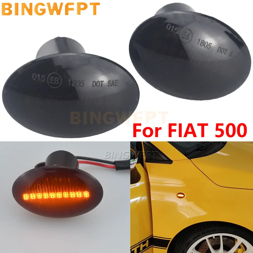 2Pcs Dynamic Amber Led Lampeggiante Indicatore Di Direzione Per Fiat 500 500C 500L Side Marker Fender Lights Lampada Per Abarth 500 595 695