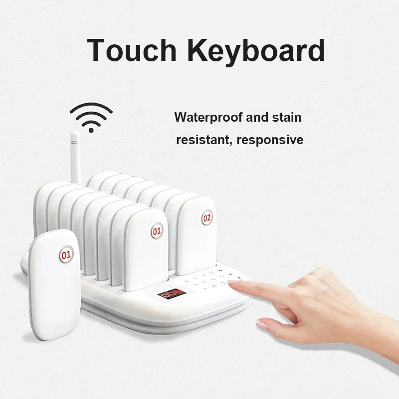 Restaurant Buzzer Pager Wireless Calling System 16 Pagers For Milk Tea Coffee Fast Food Shop Bar Church Queuing System