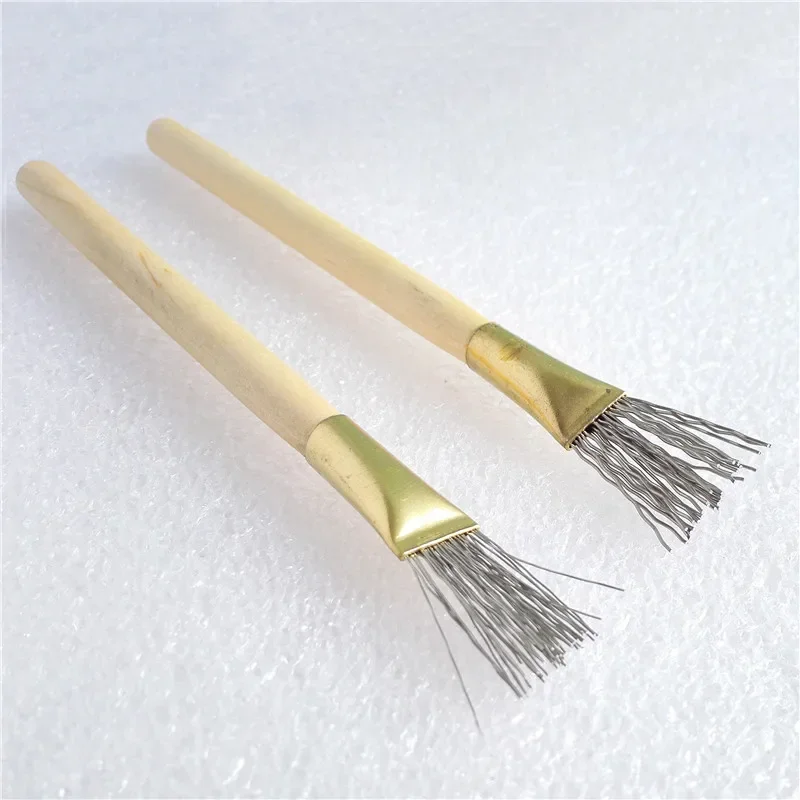 Wooden Handle Thick/Thin Iron Wire Brush Clay Tool for Making Clay Hair Model Hair Indentation Pen Art Supplies 2Pcs