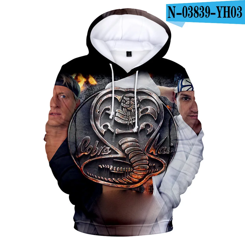 

New Suitable 3D Cobra Kai Hoodies Men Tops Fashion Autumn Sweatshirts Women Casual Hip Hop Boys Girls Pullovers Black Sportswear