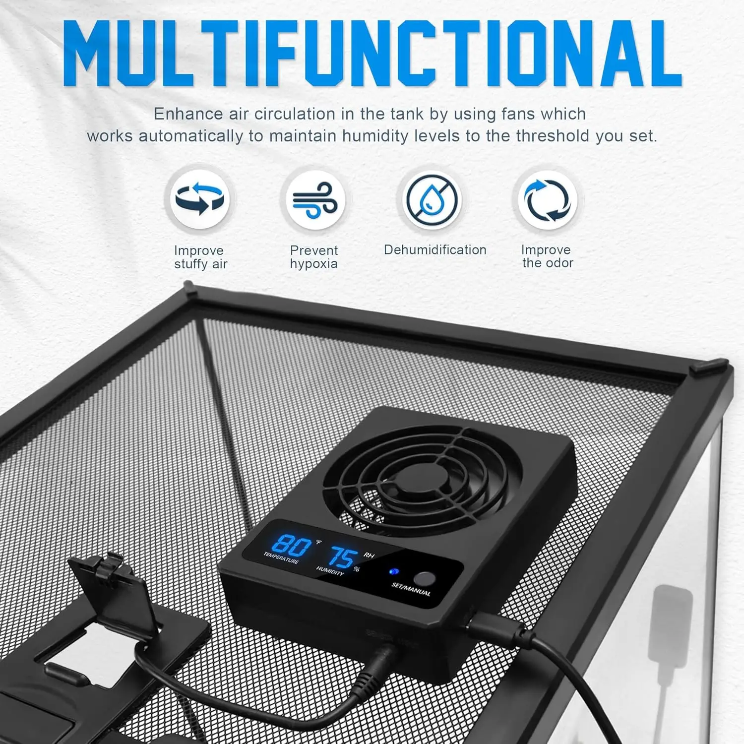 USB interface ventilation, heat dissipation, cooling, humidity, reptile feeding tank fan