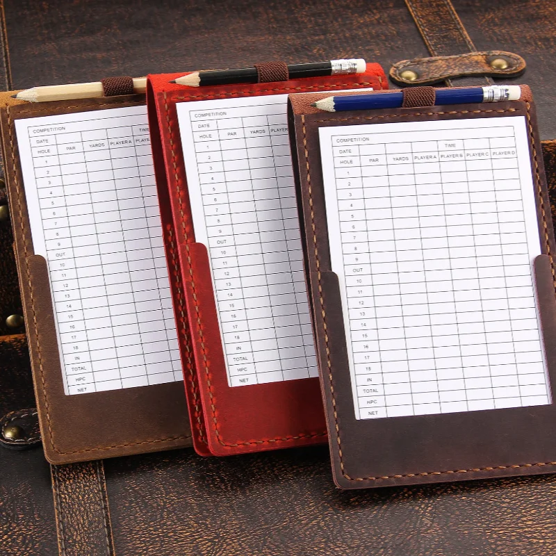 Genuine Leather Golf Scorecard Holder Handmade Yardage Book Cover Pencil Holder Golf Accessories Gift