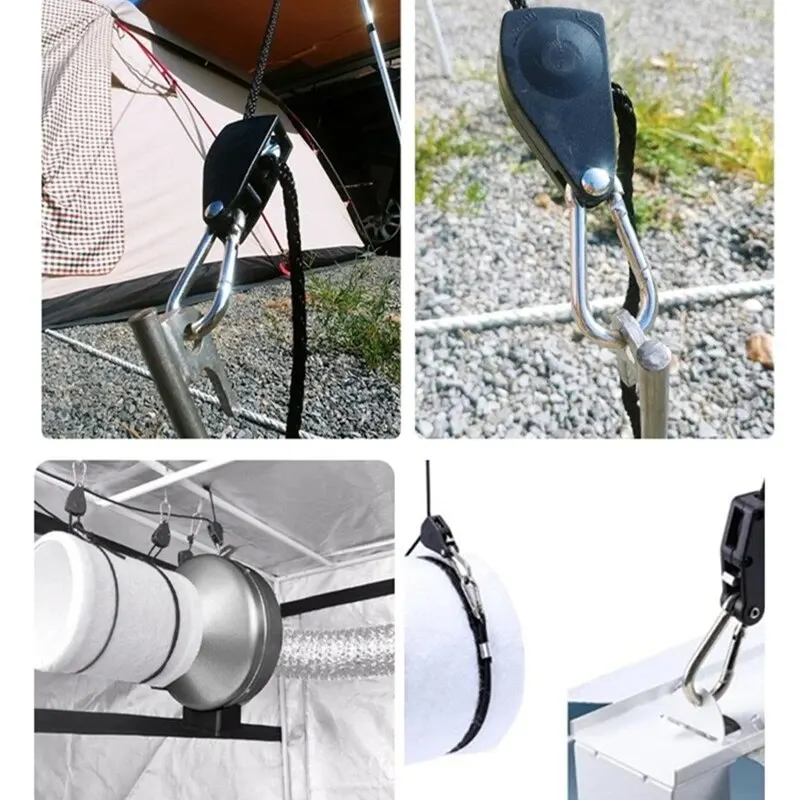 Adjustable 8 Inch Reinforced Hangers Hanging Ratchet for Tent Grow Plant Lamp Rope Ratchet Hanger Pulley Hook 2pcs ratchet hanger rope tie down ratchet