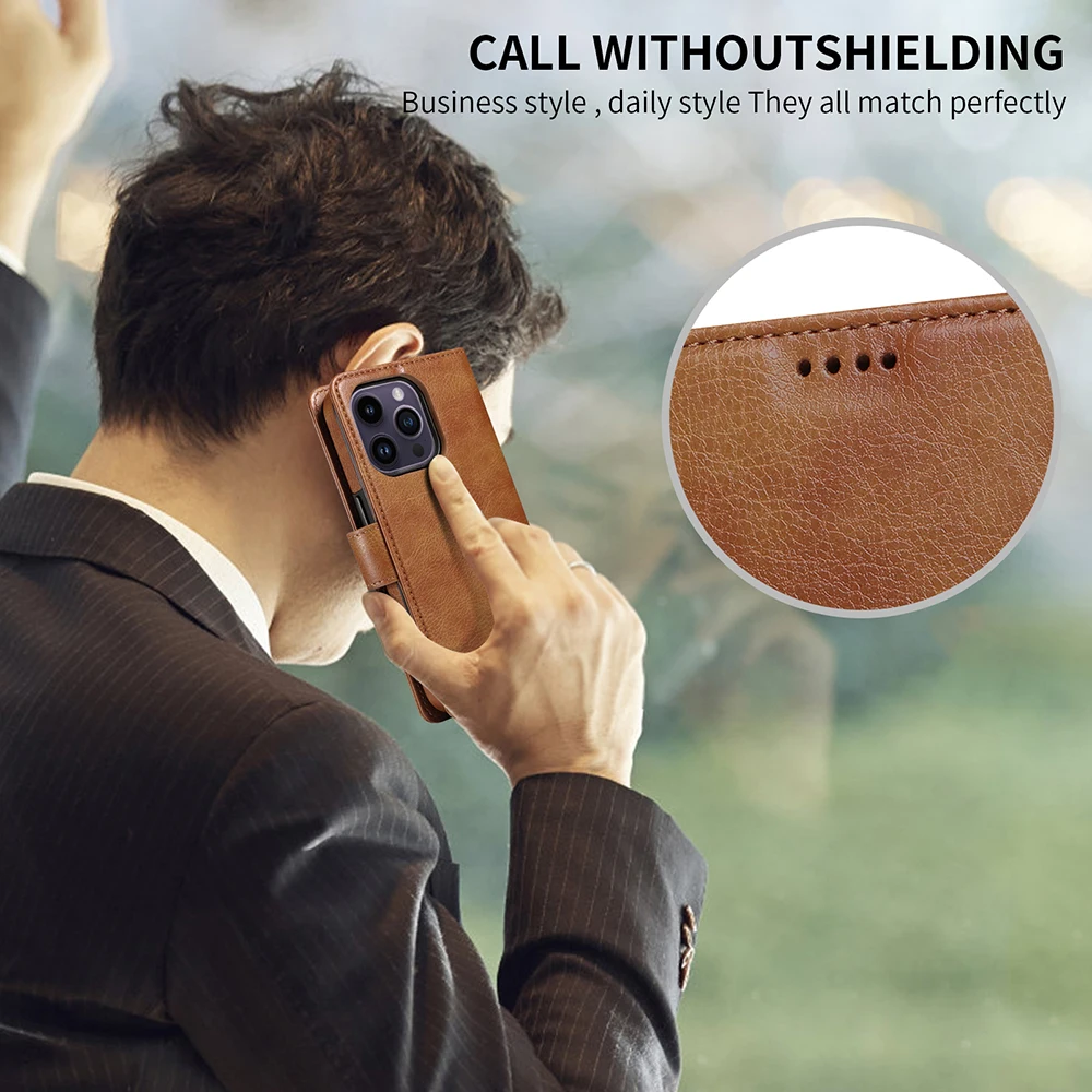 Magnetic Wireless Charge Case for iPhone 15 Pro Max 14 13 12 11 Pro Max 15 Plus Shockproof Leather Wallet Card Slots Flip Cover