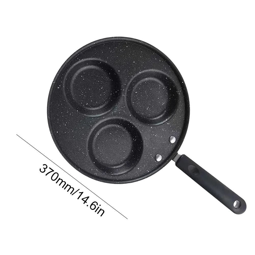3-hole Ham Pancake Egg Cooking Pan Non-Stick Multipurpose for Burger Crepes Steaks Suitable for Gas Stove Induction Cooker
