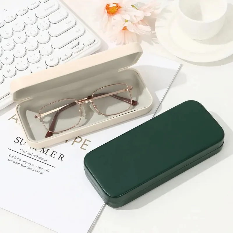 Schlichte und elegante Sonnenbrillenbox aus Eisen für Brillen, einfarbiges Retro-Brillenetui – Detail 9