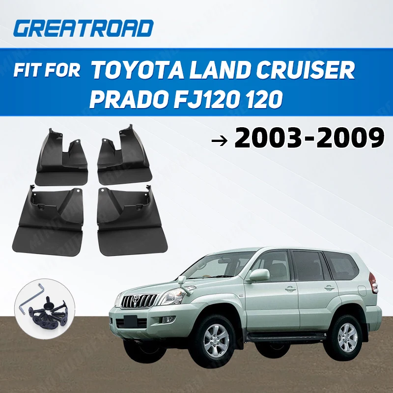 Auto Spatlappen Voor Toyota Voor Land Cruiser Voor Prado FJ120 120 2003-2009 Gegoten Spatlappen Splash Guards Spatborden Voor Achter Spatbord Spatbescherming Spatbord (Kleur : Only Rear
