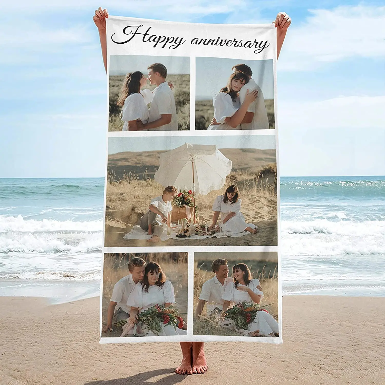 Personalised Beach Towel With Photo Collage Custom Bath Towel_voghion.com