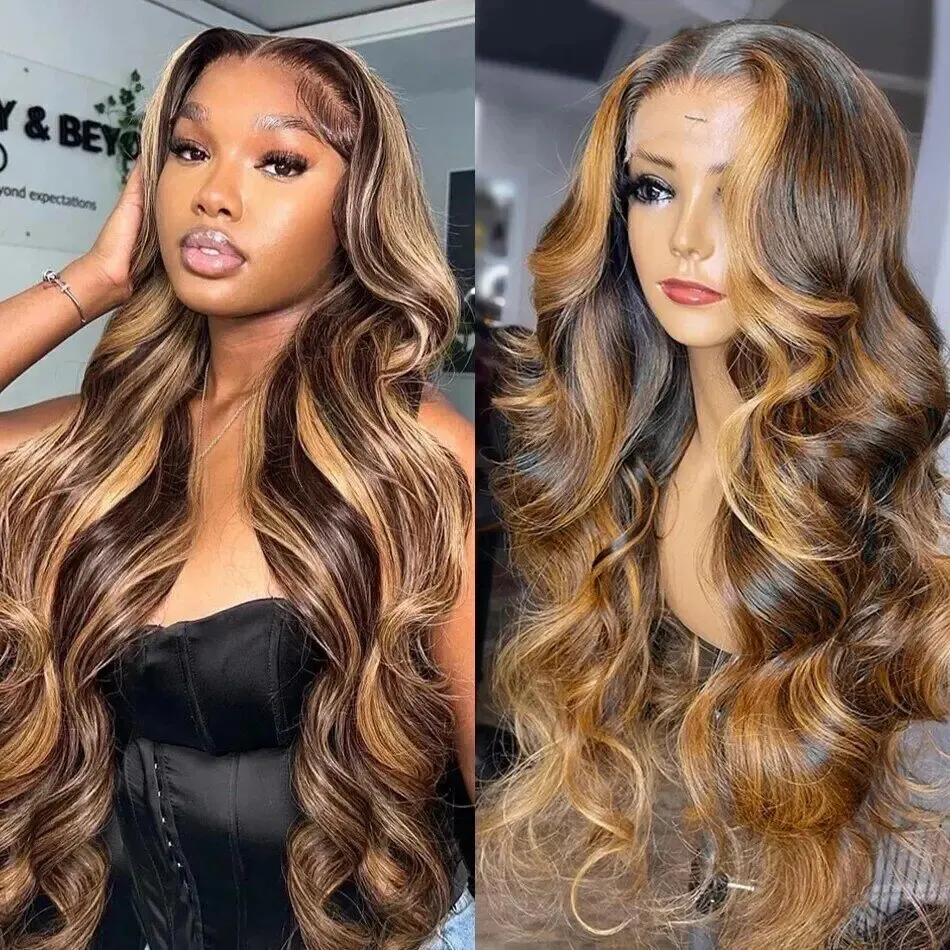 Highlight Ombre 13&times;6 HD Lace Front Wigs Body Wave Preplucke Colored Brazilian Wig 13&times;4 Transparent Lace Frontal Wigs For Women lace front wig front lace wig