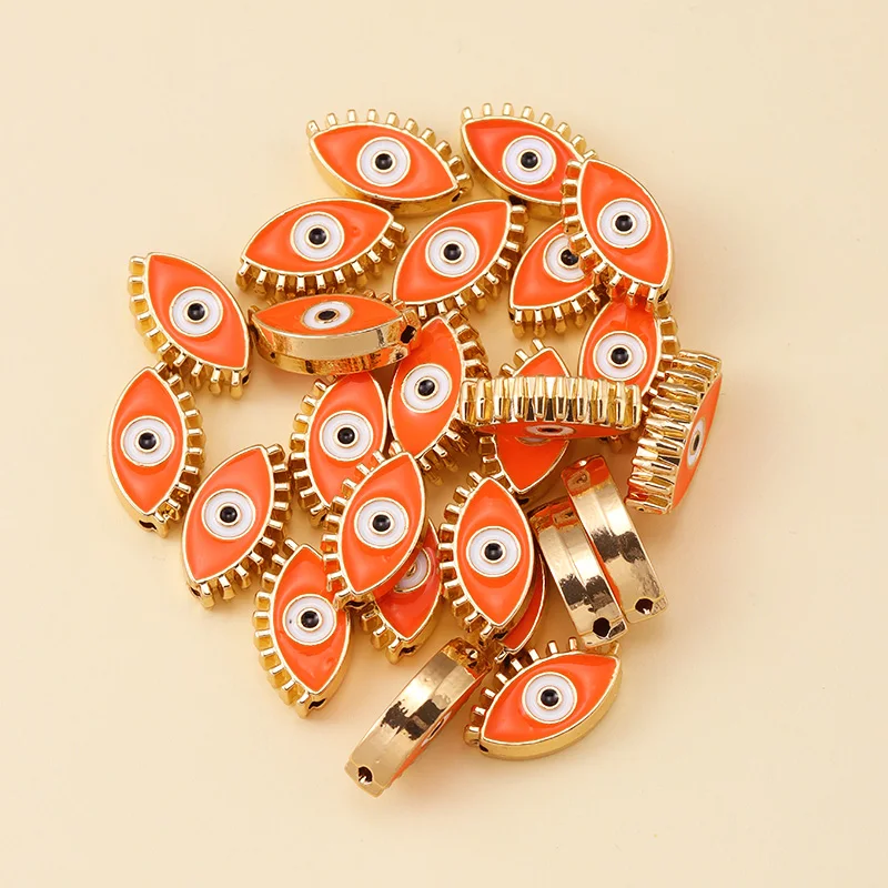 6pcs türkische böse Blick Perlen Boho Emaille Spacer Perlen Charme für Schmuck herstellung liefert DIY Designer Armband Anhänger Zubehör – Detail 1