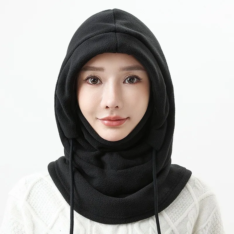 Plush Winter Cap Outdoor Cycling Headband Face Mask Hat Windproof Warm Fleece Ski Lining Thick Neck Protector Hat with Mast