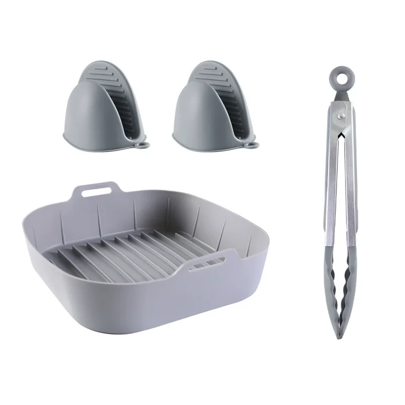 20 cm Luftfritteusen-Silikonform, quadratisches Luftfritteusen-Zubehör für COSORI 5,5 l, 4,7 l, Cecotec 6 l, 5,5 l, wiederverwendbares Luftfritteusen-Zubehör – Detail 1