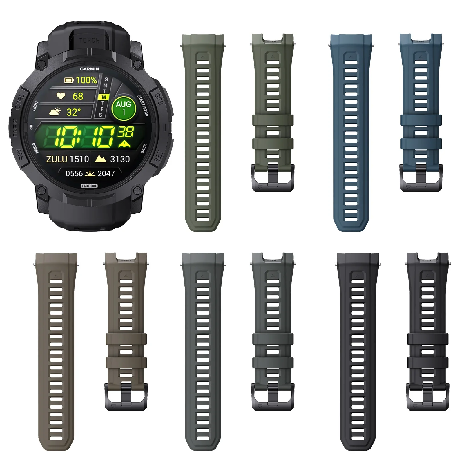 Cinturino Compatibile con Garmin Instinct 3 45mm, Cinturini di Ricambio in Silicone per Instinct 2 Solar, Instinct E 45mm, Instinct 2, Instinct Tactical/Tide/Esports Uomo Donna Impermeabile