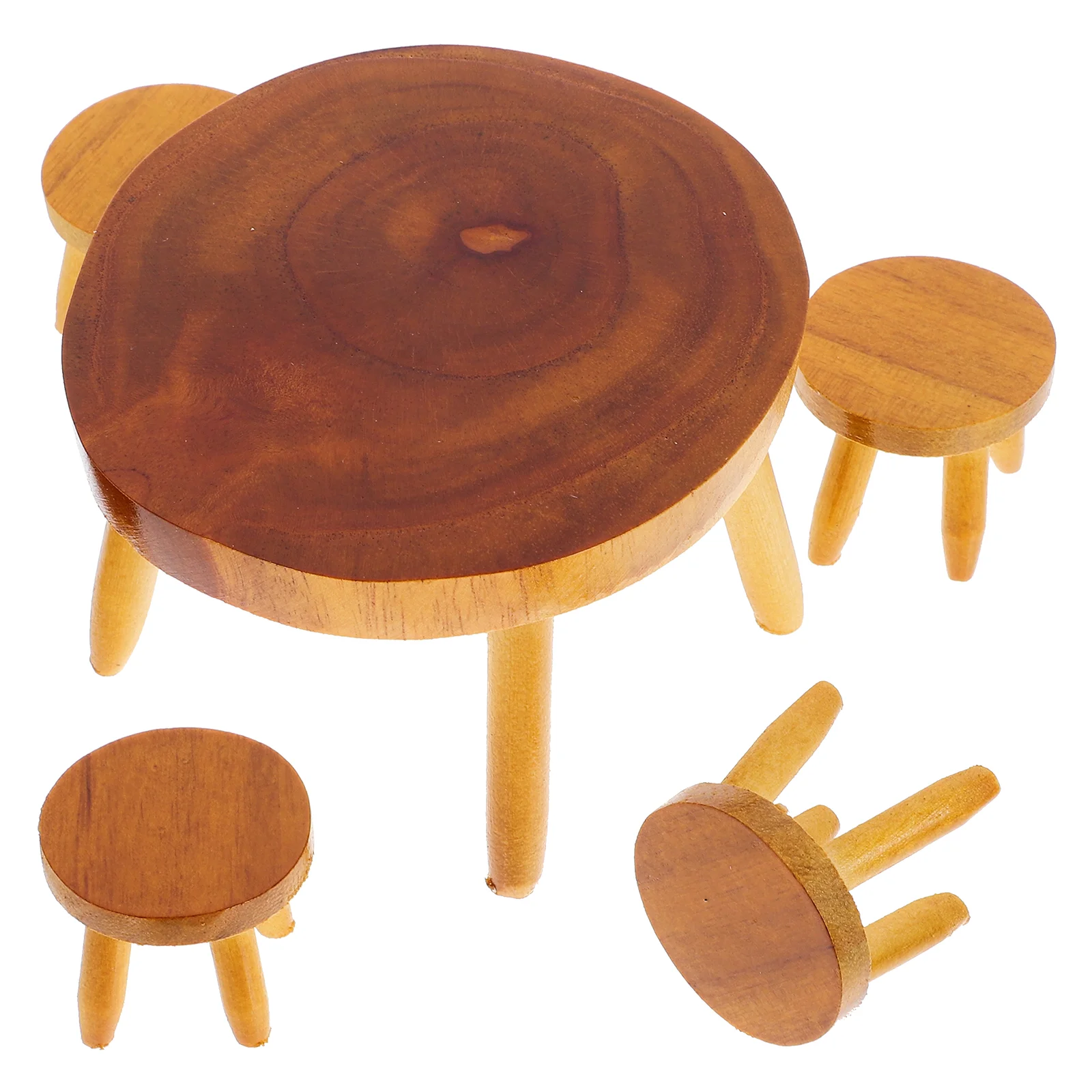 

Dollhouse Table and Chairs Miniature Wooden Furniture Tiny Adorn Model Accessories