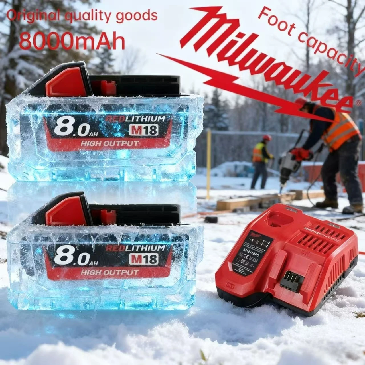 แบตเตอรี่ลิเธียมไอออนแบบชาร์จได้ Milwaukee M18 18V 12.0Ah 8.0Ah รุ่น 21700 ของแท้ ใช้แทนรุ่น 48-11-1815 48-11-1850 สำหรับเครื่องมือไฟฟ้า 1
