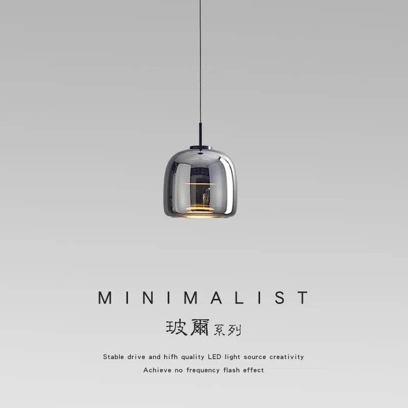 

minimalist copper bedside chandelier designer bedroom dining room bar counter high-grade sense small hanging line lamp modern