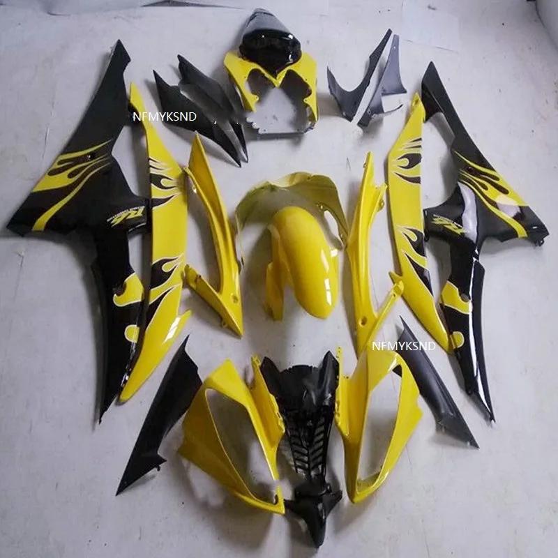 

Комплект обтекателей для форм для YAMAHA YZFR6 08 09 10 12 13 YZF R6 2008 2012 2013 2014 ABS, желтый и черный обтекатели