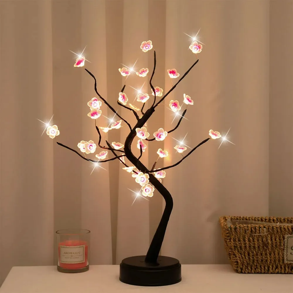 

Домашний декор, питание от USB/аккумулятора, сенсорный выключатель, теплый белый искусственный цвет, цвет искусственной елки, настольное дерево, лампа, ночник