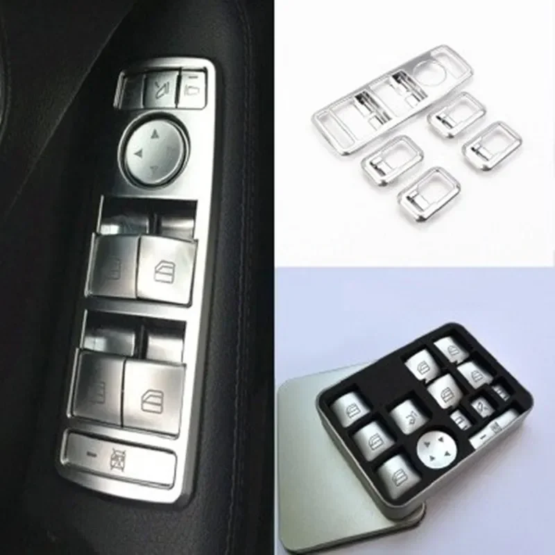 Car Styling Window Glass Lifter Buttons Cover Sticker Paillettes Per Mercedes Benz Cla Gla Ml Gl Gle Gls A/B/C/E Class Accessori