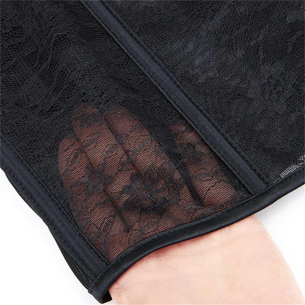 Woman Black Mesh Suspenders Breathable with Cup Black Floral Women's Breathable Corselet Woman Sexy Body Shapewear Lingerie