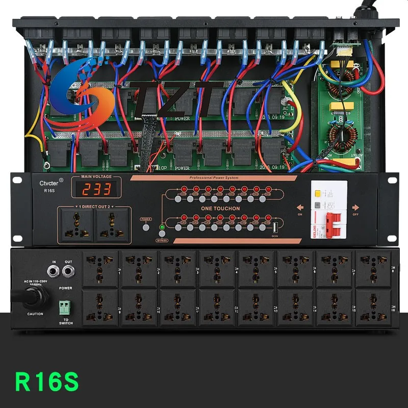 

TZT Ctvcter R16S 16CH Power Sequencer Power Supply Sequencer with Filtering for Speakers & Stage Shows