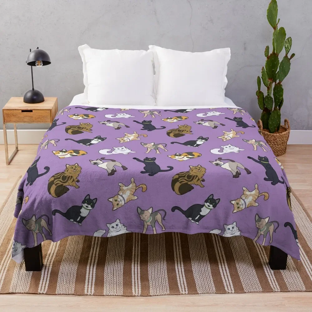 

Cat Pattern - Purple Throw Blanket Fluffy Softs for babies Luxury Brand Blankets