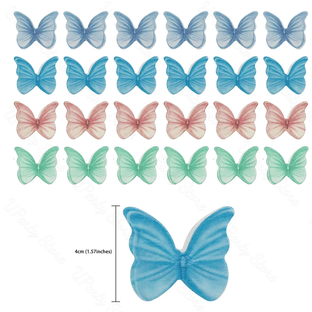42 stuks toppers cupcake-vlinders 3D-taartdecoratie vlindertopper, taarttoppers, vrolijk verjaardagsfeest, vlinderdecoratie, taarttopper vlinder voor accessoires, bruiloftsfeest, verjaardag