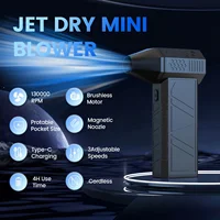 Ultra Powerful Mini Turbo Jet Fan - 130,000 RPM, 4000mAh Rechargeable Battery, High Speed Brushless Motor for Home and Office Cl 1