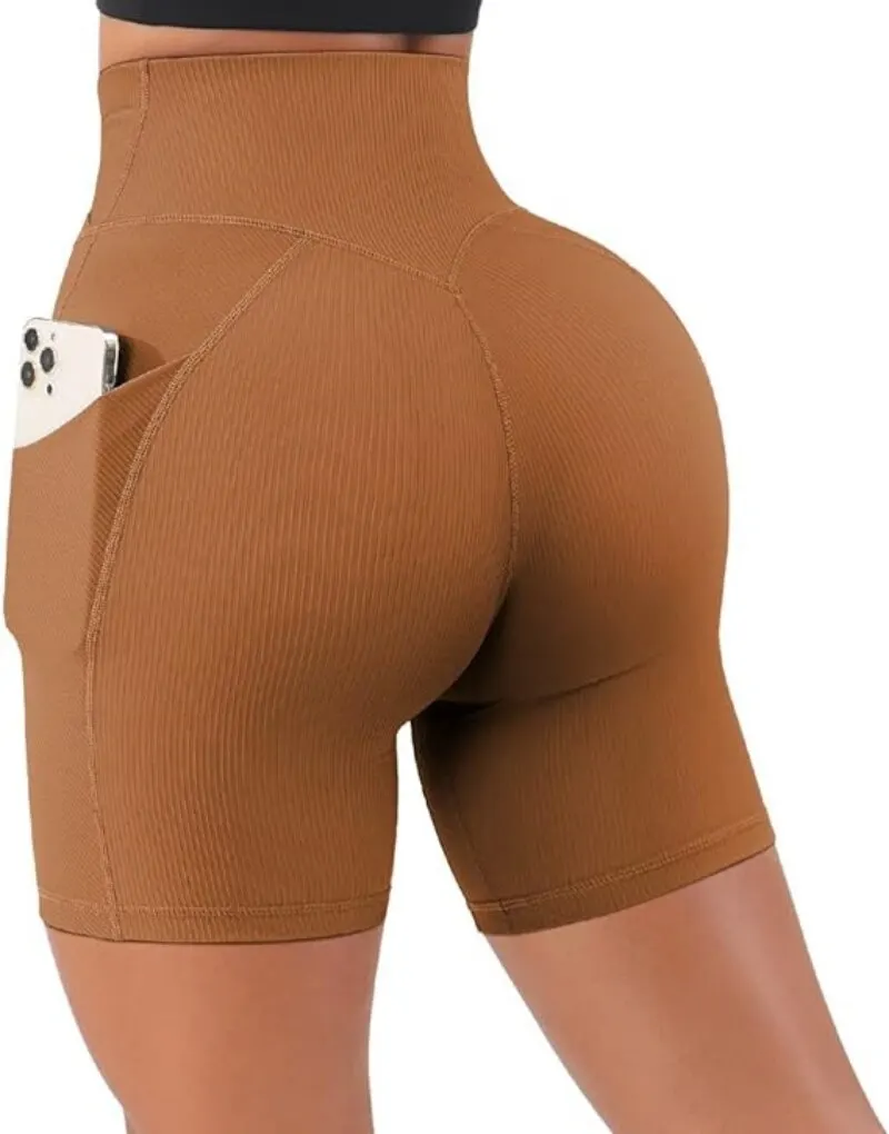 Sports Shorts Sports Short Women Cross Workout Yoga Shorts with Pockets 5" High Waist Booty Biker Short