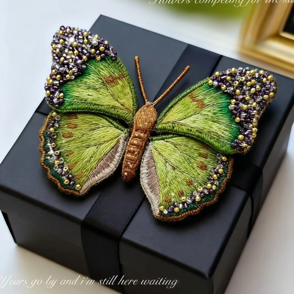 Elegant 3D Butterfly Beaded Embroidery Craft Kit with Video Tutorial