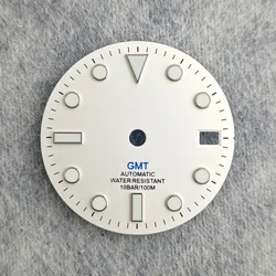 Matte Black Watch Dial with Multicolor GMT Text and Elegant Edge Finish - 28.5MM (GMT Blue)